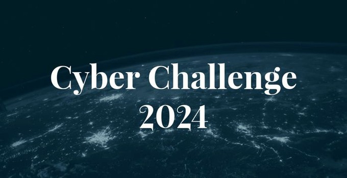 The Earth seen from space, white text Cyber Challenge 2024