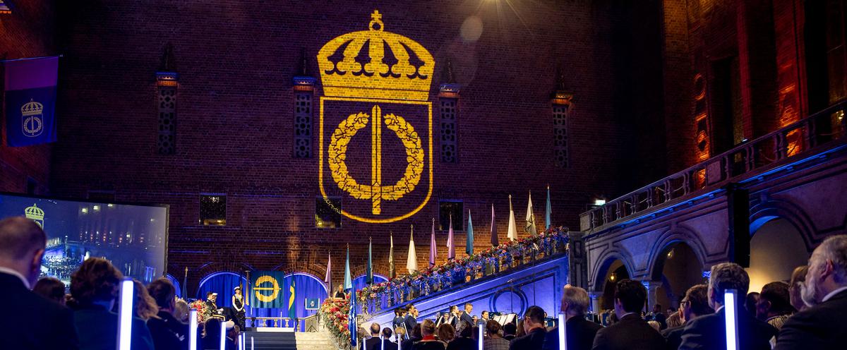 Interiör från Stockholms stadshus vid akademisk högtid 2024