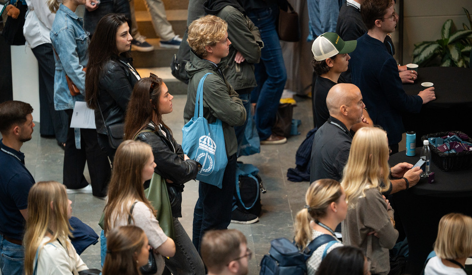Students in the lobby on the introduction day this year.