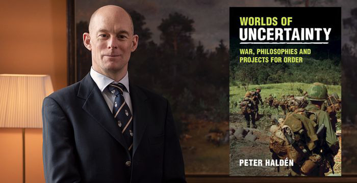 Porträtt av Peter Haldén samt bokomslaget. 