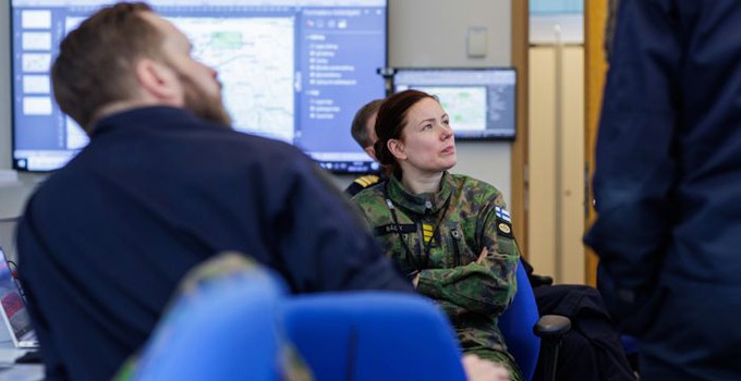 HOP och motsvarande officersstuderande i Finland på samövningen Tejo23.