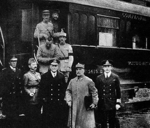 De representanter som undertecknade stilleståndsavtalet vid första världskriget slut den 11 november 1918