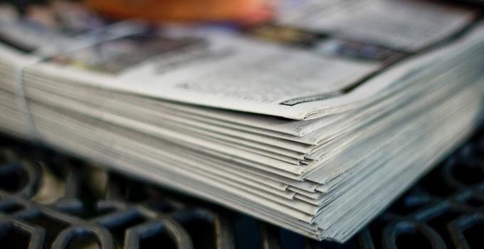 A stack of newspaper. 