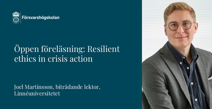 Föreläsningens titel samt porträtt av Joel Martinsson.