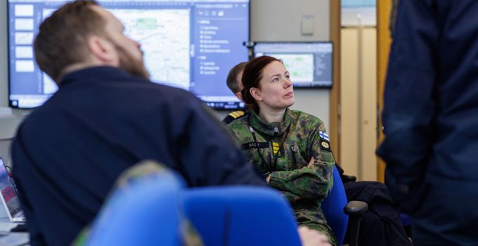 HOP och motsvarande officersstuderande i Finland på samövningen Tejo23.