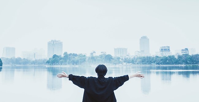 Woman embracing the future