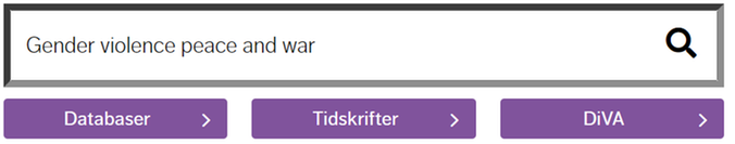 Bilden visar sökrutan på bibliotekets hemsida