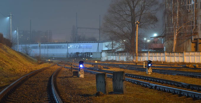 Train rails in Kiev.