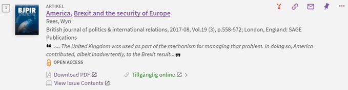 Bilden visar information om artikeln i Primos träfflista