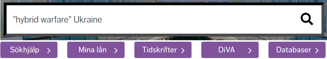 Bilden visar sökrutan på bibliotekets hemsida